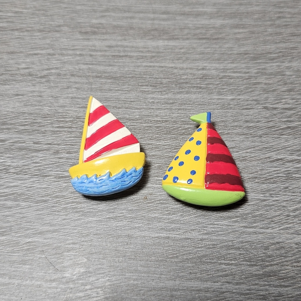 Repurposed Vintage Sailboat Button Magnets